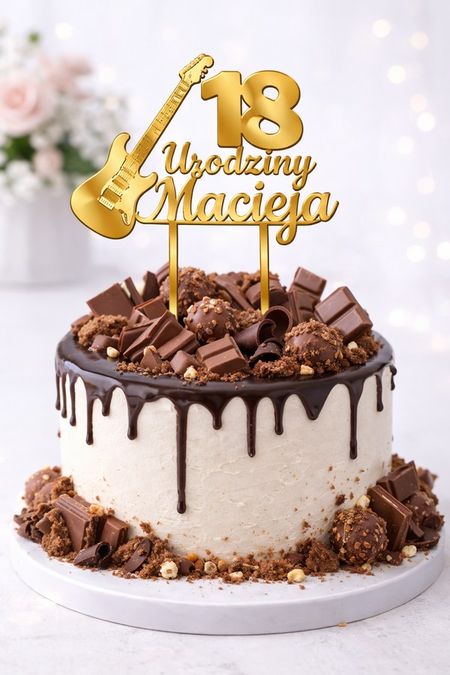 Topper 18 Urodziny z gitarą akryl – personalizowany