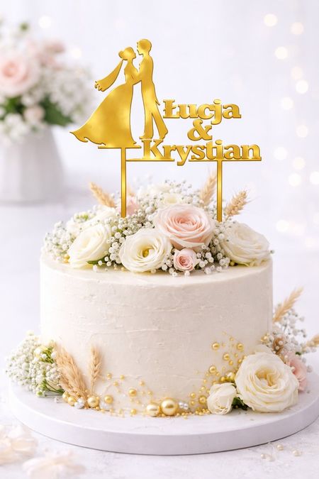 Topper ślubny z imionami – Para Młoda