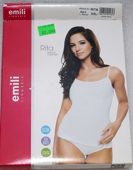 Koszulka damska Emilie Rita biała bawełniana na ramiączkach XXL