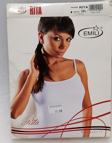 Koszulka damska Emili Rita czarna bawełniana na ramiączkach 3XL