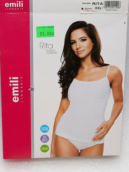 Koszulka damska Emili Rita czarna bawełniana na ramiączkach XXL