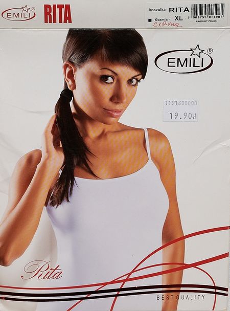 Koszulka damska Emili Rita czarna bawełniana na ramiączkach XL