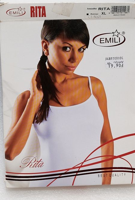 Koszulka damska bawełniana Emili Rita czarna na ramiączkach XL