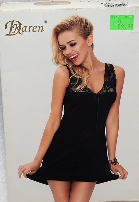 Koszulka nocna DKaren Afra czerwona halka z koronką M