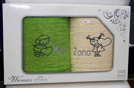 Komplet ręczników Mąż Żona 100% bawełna – zestaw prezentowy