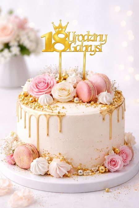 Topper18 urodziny z imieniem – złoty