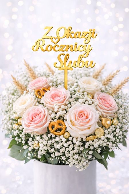 Topper z okazji rocznicy ślubu – złoty