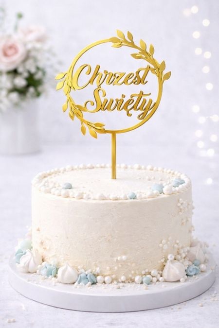 Topper Chrzest Święty wianek dekoracyjny